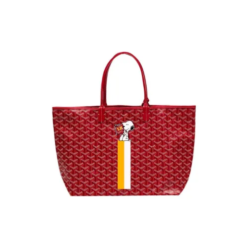 GOYARD Saint Louis Холст Телячья кожа Зубы Собаки Сумка-тоут Сумка для покупок Сумка Маленькая Женская Красная
