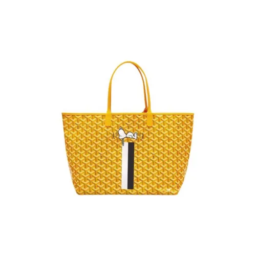 GOYARD Saint Louis Холст Телячья кожа Зубы Собаки Сумка-тоут Сумка для покупок Сумка Маленькая Унисекс Желтая