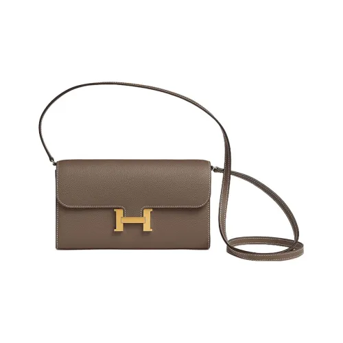 HERMES Constance To Go Кожаный клатч кошелек сумка через плечо женский 18 этуп слоново-серый