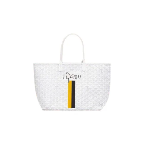 GOYARD Saint Louis Холст Телячья кожа Зубы Собаки Сумка-тоут Сумка для покупок Сумка Маленькая Унисекс Белый