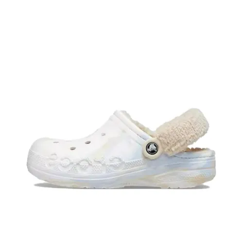 Crocs Beyah Теплый Флис Мраморный Принт Сабо Женские Белые