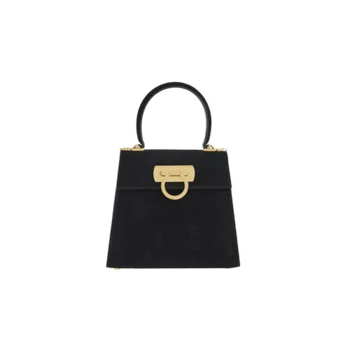 FERRAGAMO GANCINI Замша Сумка Маленькая Женская Черная