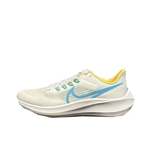 Nike Air Zoom Pegasus 39 Амортизация Устойчивость к истиранию Дышащие Низкие Кроссовки для бега Женские Экрю Синий Желтый