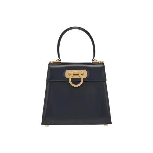 Ferragamo Brushed Calfskin Handbag Small Women's Black