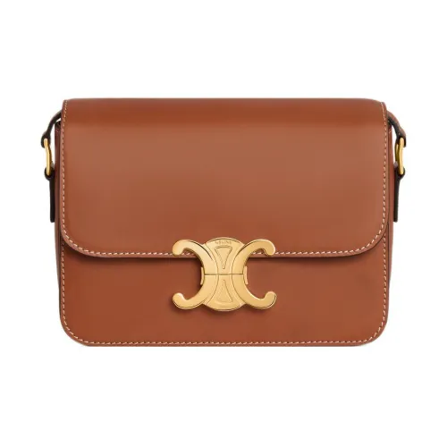 CELINE Teen Triomphe Телячья кожа Сумка через плечо Сумка на плечо Женская Коричневая