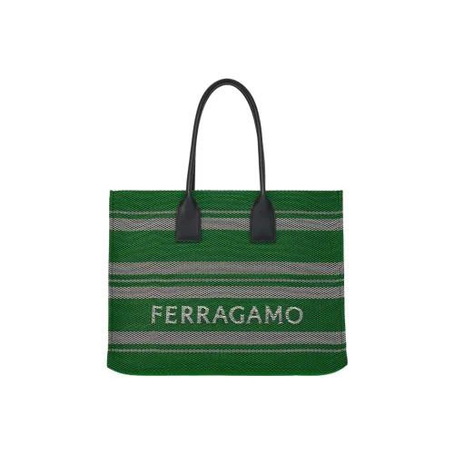 FERRAGAMO Резиновый Тоут Сумка Сумка для покупок Сумка Большая Женская Лаймово-зеленый Белый Черный