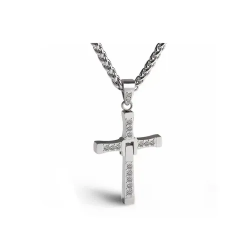 OWO Титановая сталь Полоска с Бриллиантовые ожерелья Мужской Серебряный