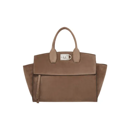 FERRAGAMO Studio Suede Calfskin Bag Large Women's Brown
