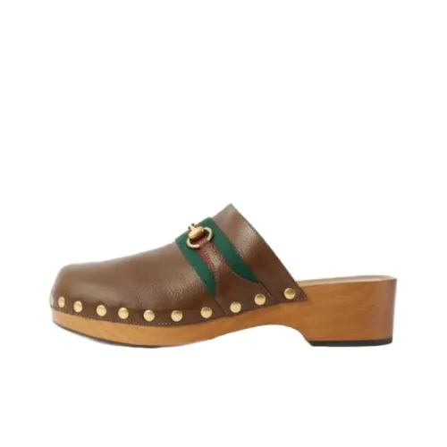 GUCCI Пряжка Horsebit Домашние тапочки Мужской Коричневый