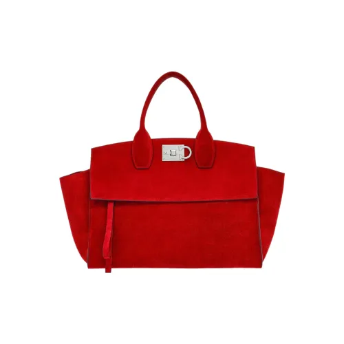 FERRAGAMO Studio Suede Calfskin Bag Large Women's Red