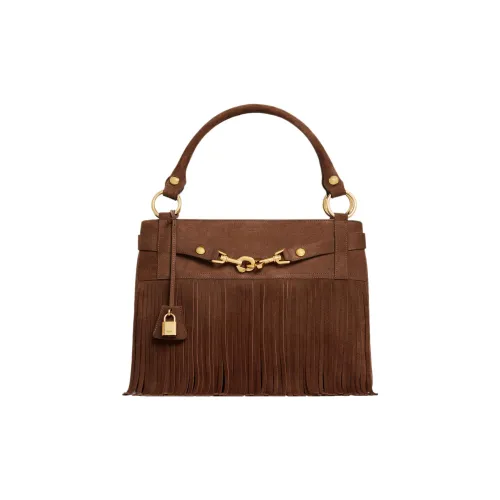 CELINE Корова Кожа Замша Сумка Средняя Женская Коричневая