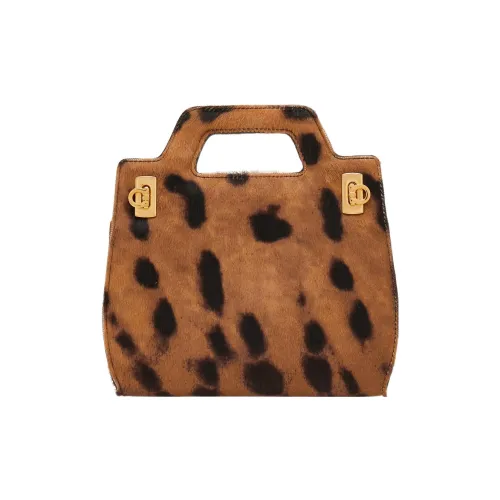 FERRAGAMO Little Конский волос Сумка через плечо Сумка Мини Женская Бежевая Темно-коричневая Черная