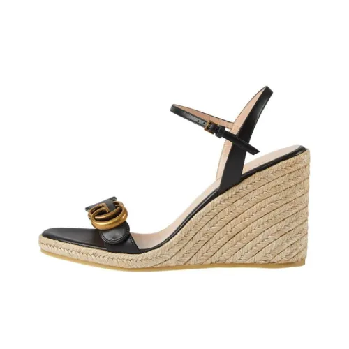 GUCCI Double G One Strap Sandals Women's Black