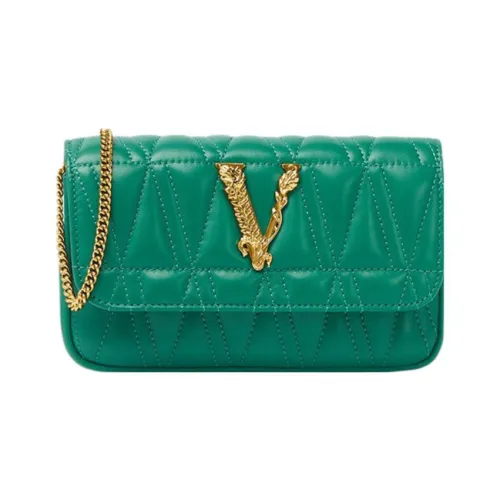 VERSACE Virtus Lambskin Evening Bag Сумка через плечо Mini Женская Зеленая