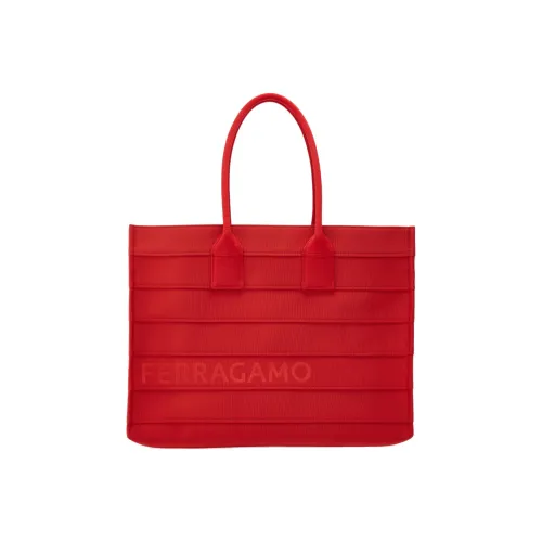 Ferragamo Ткань Тоут Сумка Сумка для покупок Сумка Большая Женская Красная