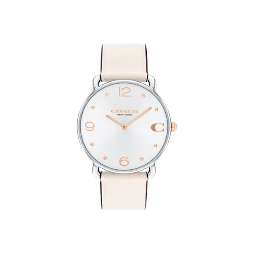 COACH ELLIOT Collection Женские часы Кварцевый механизм Естественная кожа Ремешок Белый циферблат