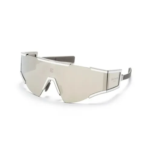 BALMAIN Титан Нейлон Нерегулярная форма Солнцезащитные очки Мужской Серебряный