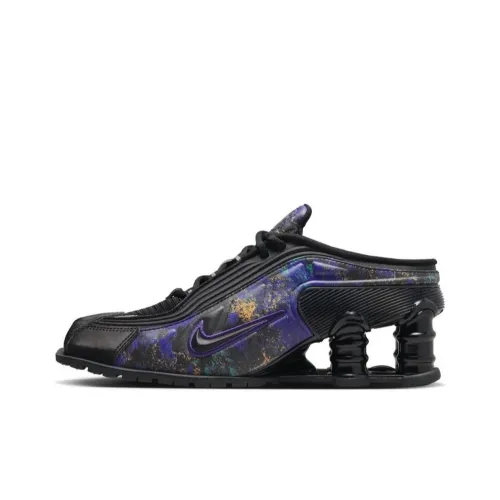 MARTINE ROSE x Nike Shox MR4 Амортизирующие подошва против скольжения Низкий топ Беговые кроссовки Женские Синий Черный