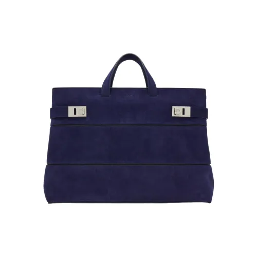 FERRAGAMO Гладкая Телячья Кожа Телячья Кожа Тоут Сумка Сумка для покупок Сумка Обычная Мужская Полночь Синий Черный