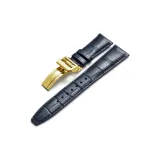 Золотистая пряжка, синий, кожа