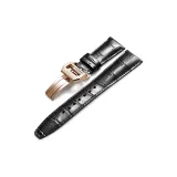 Розовая пряжка, черный кожаный ремешок