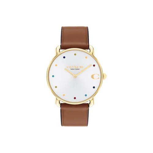 COACH ELLIOT Collection Женские часы Кварцевый механизм Естественная кожа Ремешок Белый циферблат