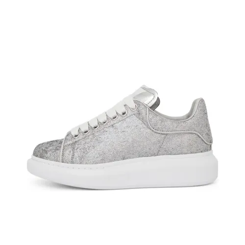 Alexander McQueen Oversized Sneaker Larry Low Топ Стильные Скейтбординги Женские Серебряный Белый
