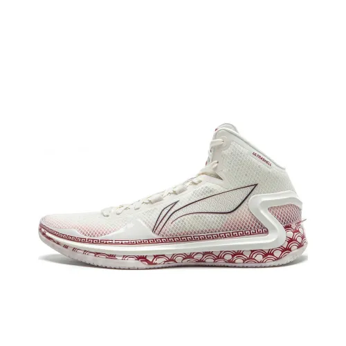 LINING Liren 4 Глазурь Красный Амортизаторы Устойчивый к истиранию Высокий Топ Баскетбольные Кроссовки Мужские Белый Красный