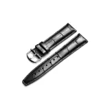 Серебряная пряжка, черный кожаный ремешок