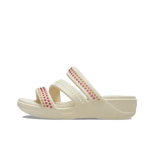 Crocs Boca GEMS SRAPPY Wedge Слипоны Женские Экрю