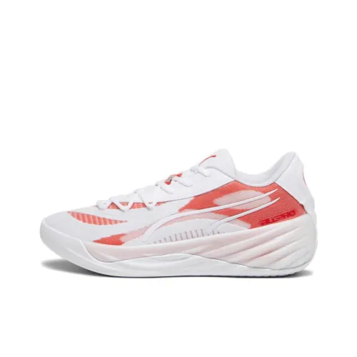 PUMA Все Pro Nitro Баскетбольные кроссовки Low Топ Белый Розовый Унисекс