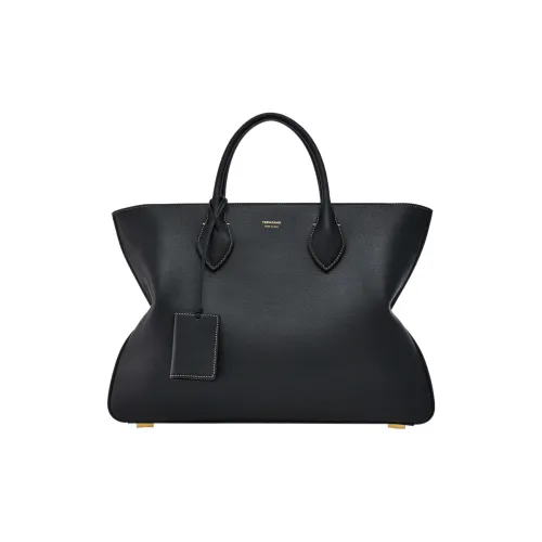 FERRAGAMO Natural с рельефным растительным дублением коровья кожа тоут сумка сумка для покупок сумка большая мужская черная