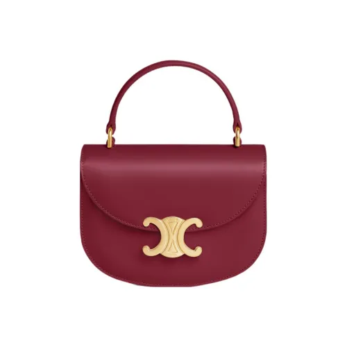 CELINE Triomphe Яркая сумка через плечо из коровьей кожи мини-сумка для женщин темно-красный