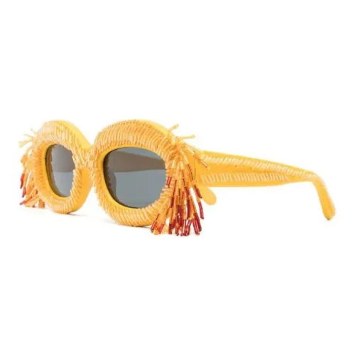 MARNI Нейлон Кожа Нерегулярная форма Солнцезащитные очки Женские Желтый