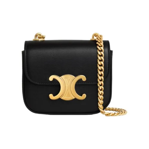 CELINE Claude Блестящая сумка через плечо из коровьей кожи женская черная