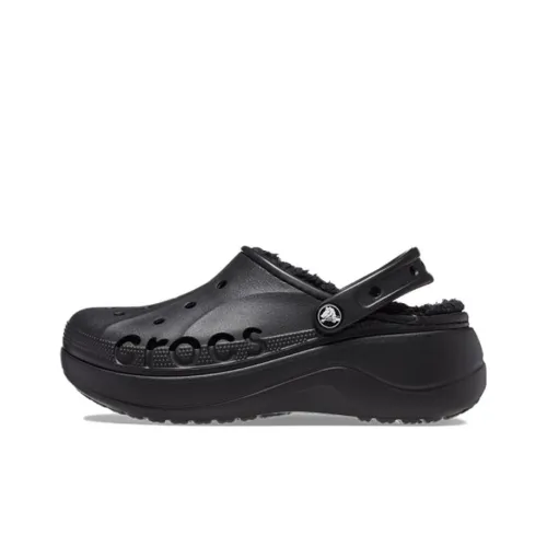 Crocs Baya Platform Clog Сабо Женские Черный Плюшевый Стельки Несъемные