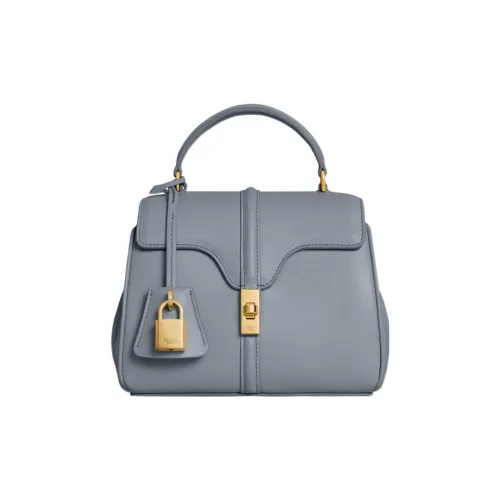 CELINE 16 Сатин Коровья кожа Сумка Мини Женская Синий Серый