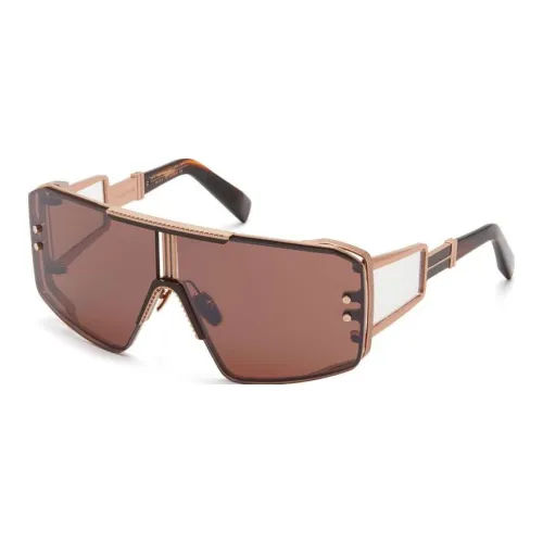 BALMAIN Титан Нерегулярная форма Солнцезащитные очки Мужской Коричневый