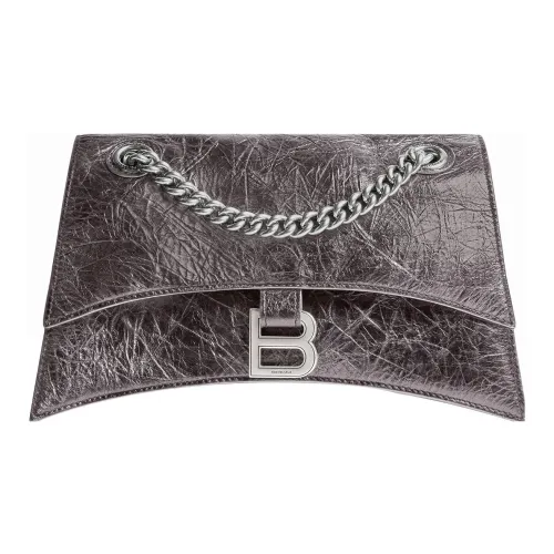 Balenciaga Crush Тисненая Коровья Кожа Сумка через плечо Сумка на плечо Женская Темно-Серый