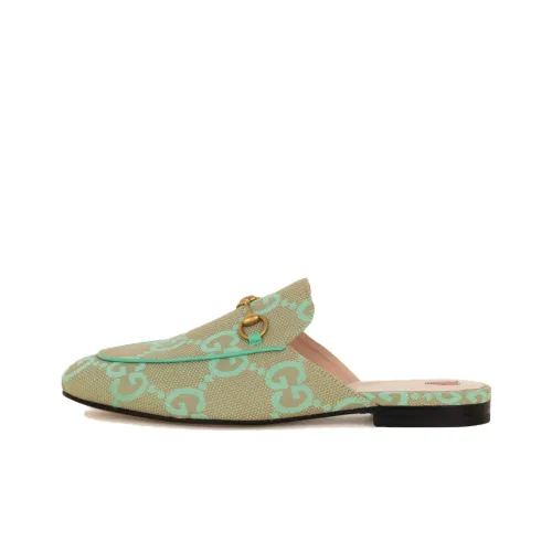 GUCCI Princetown Домашние тапочки Женские Зеленый Бежевый