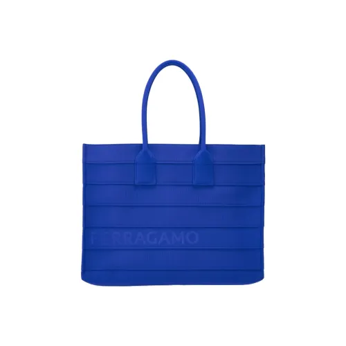 Ferragamo Ткань Тоут Сумка Сумка для покупок Сумка Большая Женская Синяя