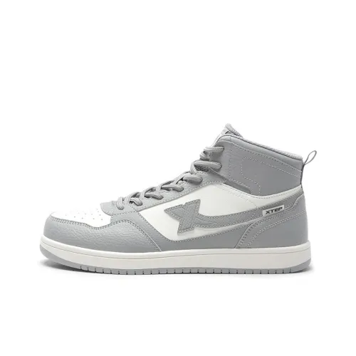 XTEP Термическая нижняя одежда Водонепроницаемая Устойчивая к истиранию Высокий топ Скейтбординг Мужской Пепельно-серый Парусный белый