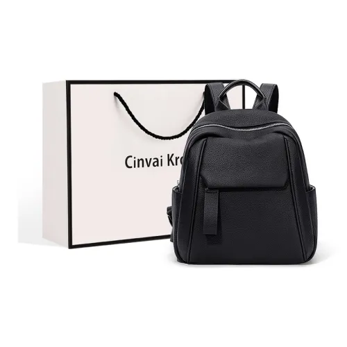 CinvaiKrose Рюкзак из коровьей кожи с синтетической кожей для путешествий ноутбук сумка среднего размера женский черный