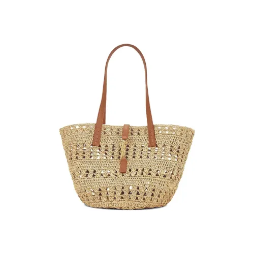 SAINT LAURENT Трава С кожаными вставками Тоут Сумка Сумка для покупок Сумка на плечо Сумка Обычный Женские Хаки Коричневый