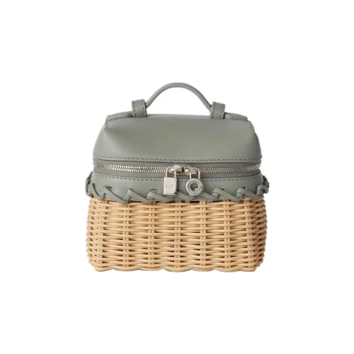 Loro Piana ExtraPocket Бамбуковое волокно с коровьей кожей Прутья ивы Сумка Сумка Обычный Женский Солод Эвкалиптово-зеленый