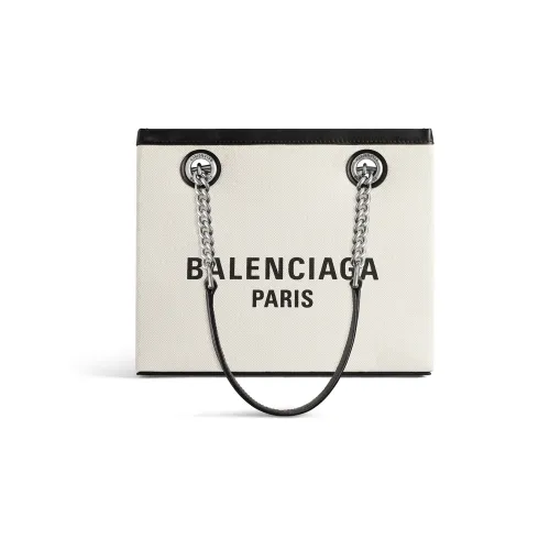 Balenciaga Хлопок с коровьей кожей Тоут Сумка Сумка для покупок Сумка на плечо Сумка маленькая Женская Белая
