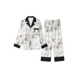 Длинный рукав + длинные штаны, цветок, птица, олень, костюм для девушки