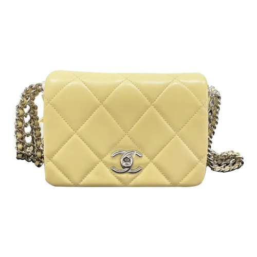 Chanel 22P Кожа с тканевым плечевым ремнем белый серебристый водопадная сумка с цепочкой сумка через плечо женская