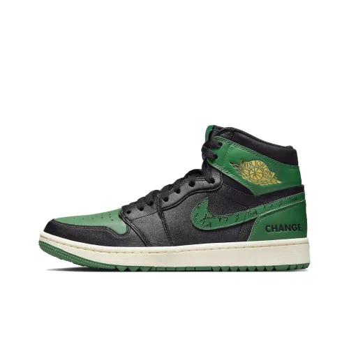 Jordan Air Jordan 1 High GOLF High Топ Винтажные баскетбольные кроссовки Мужской Зеленый Черный
