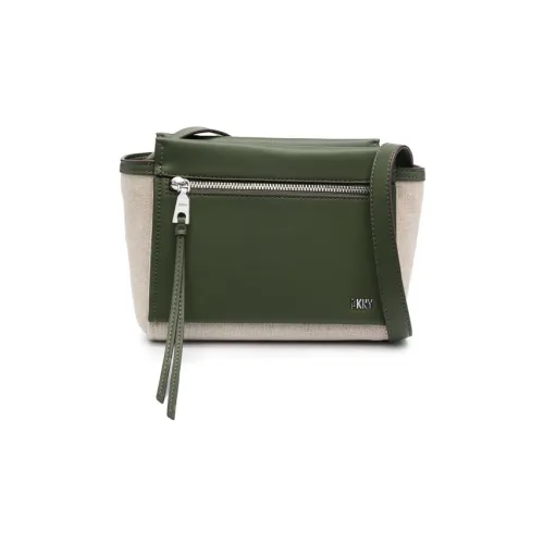 DKNY Хлопок лен телячья кожа сумка через плечо стандартная женская оливково-зеленый с светло-бежевым